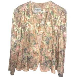 Vintage Nah Nah Collections Brocade 80's Jacket 22 Pink Floral  Beaded Womens